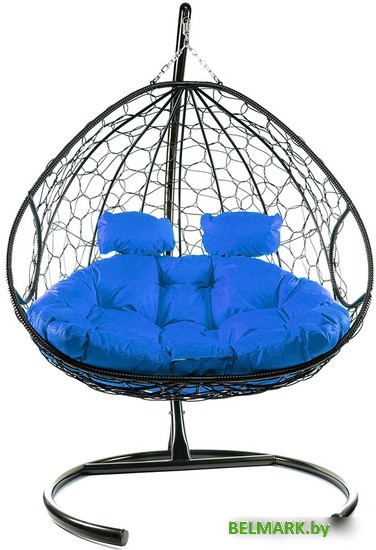 Подвесное кресло M-Group Для двоих 11450410 (черный ротанг/синяя подушка) - фото2