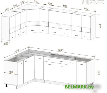 Угловая кухня Кортекс-мебель Корнелия Экстра 1.5x2.3 без столешницы (дуб сонома/венге) - фото2