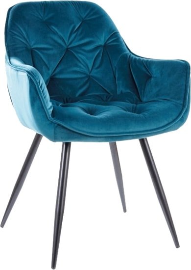 Стул с подлокотниками Signal Cherry Velvet (bluvel 85 бирюзовый/черный) - фото