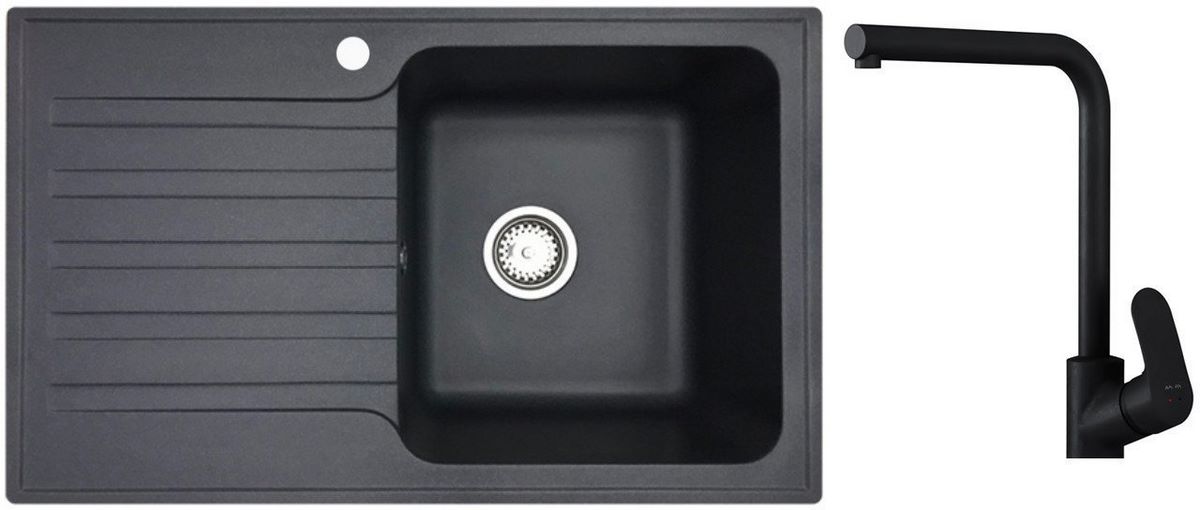 Кухонная мойка БелЭворс Styl R + Like F8005022 (черный) - фото