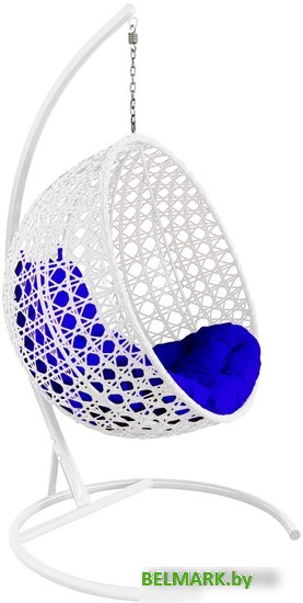 Подвесное кресло M-Group Круг Люкс 11060110 (белый ротанг/синяя подушка) - фото
