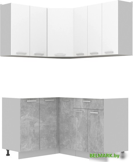 Готовая кухня Интерлиния Мила Лайт 1.2x1.5 без столешницы (белый платинум/бетон) - фото