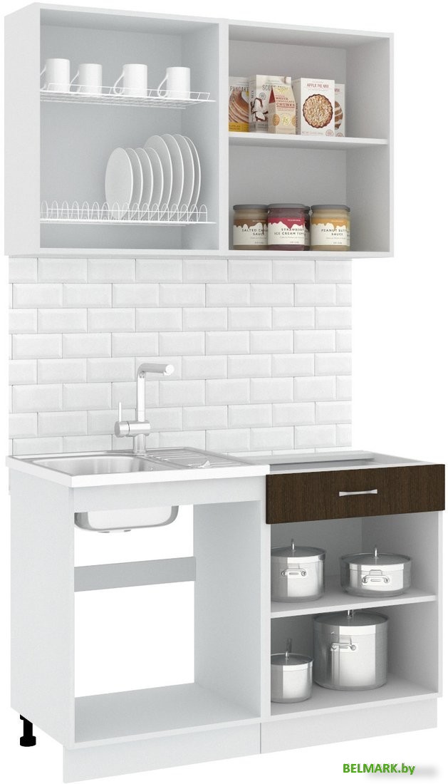 Готовая кухня Кортекс-мебель Корнелия Лира-лайт 1.2м без столешницы (дуб сонома/венге) - фото2