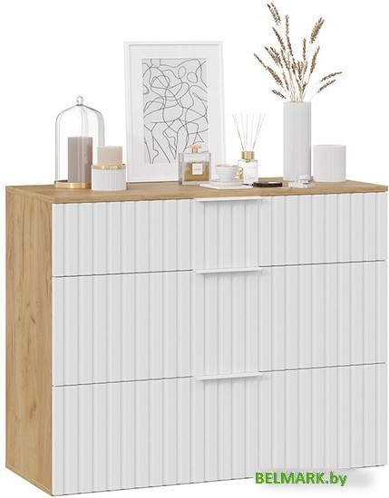 Тумба для обуви Трия Хилтон комбинированная Исп.2.3 (дуб крафт золотой/белый матовый) - фото