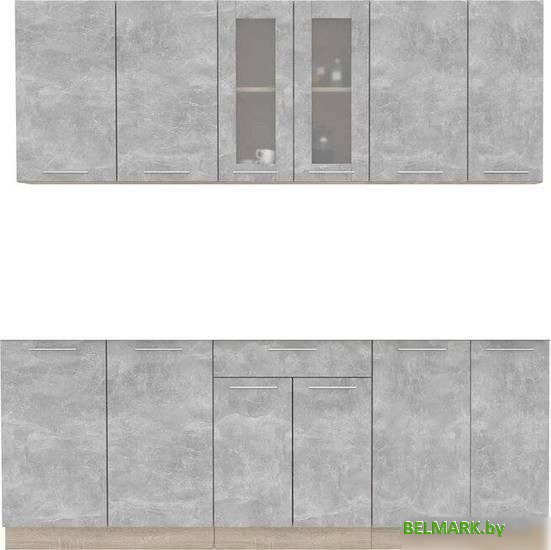 Готовая кухня Интерлиния Мила 21 без столешницы (бетон/бетон) - фото