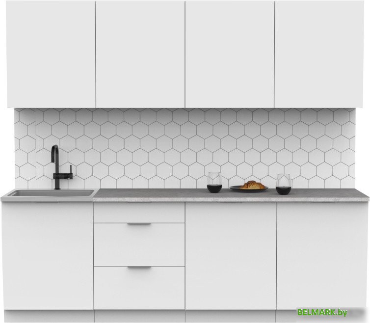 Готовая кухня Интермебель Микс Топ-8 2.4м (белый премиум/венато) - фото
