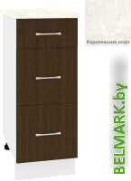 Шкаф напольный Кортекс-мебель Корнелия Лира НШ30р3ш (венге/королевский опал) - фото