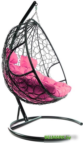 Подвесное кресло M-Group Для двоих 11450408 (черный ротанг/розовая подушка) - фото2