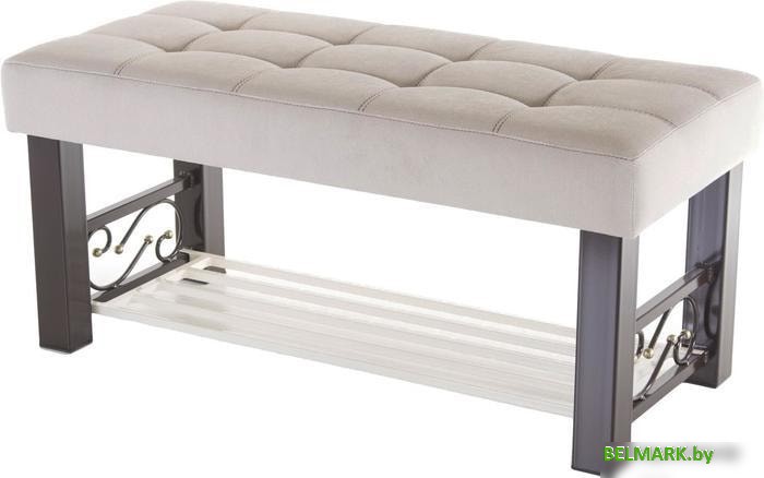 Банкетка AMC Lux 5 с полкой ткань коричневый/бежевый/бежевый 5.2Б100233 - фото