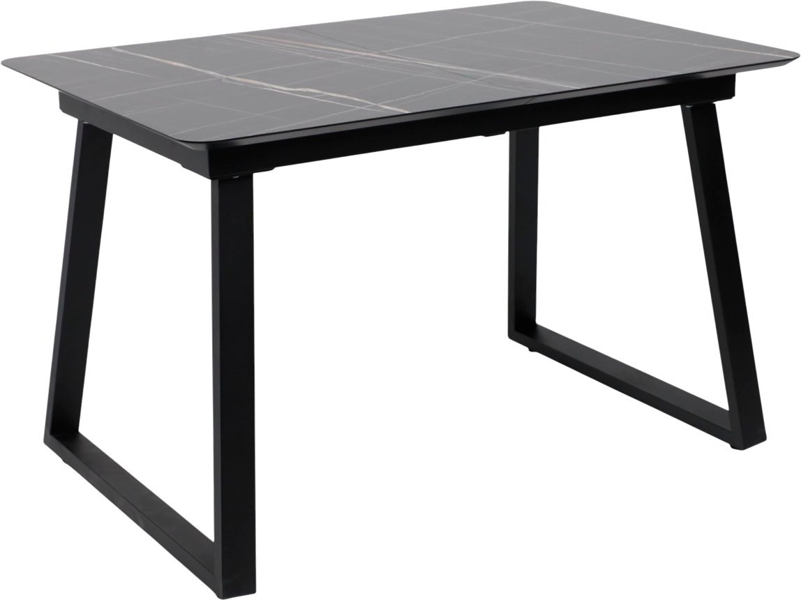 Кухонный стол Lepremo AV 1208 HPL+МДФ раздвижной 1200-1600x800 (черный тунис/черный) - фото