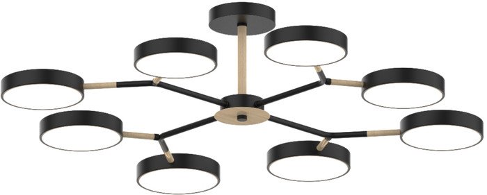 Припотолочная люстра Mirastyle Диод MH-3200/8 BK+WOOD - фото