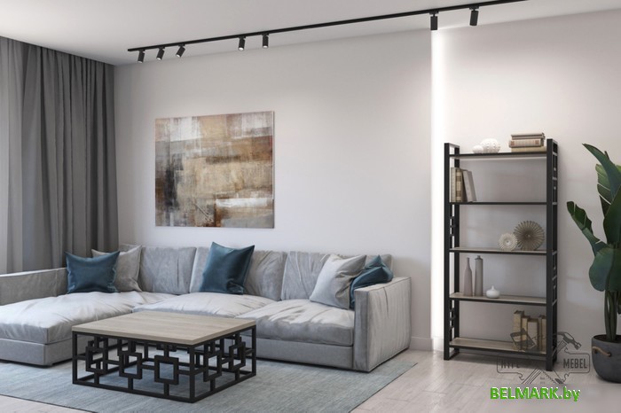 Стеллаж Hype Mebel Квадро 80x170 (черный/дуб галифакс натуральный) - фото2