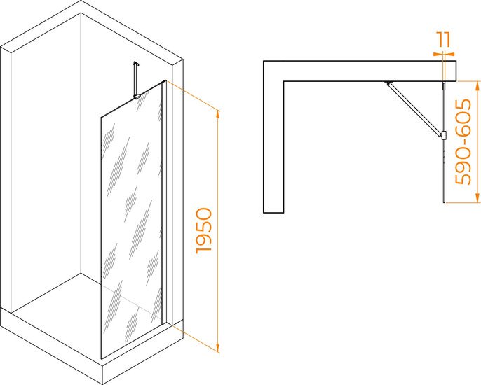 Душевая стенка RGW WA-102B 351010206-14 60 (черный/прозрачное стекло) - фото2