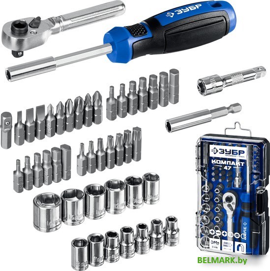 Набор трещотка с головками и битами Зубр 25283-H47_z01 (47 предметов) - фото