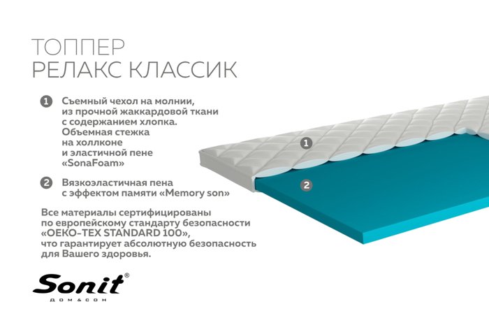 Ортопедический наматрасник Sonit Релакс Классик 200x200 - фото2