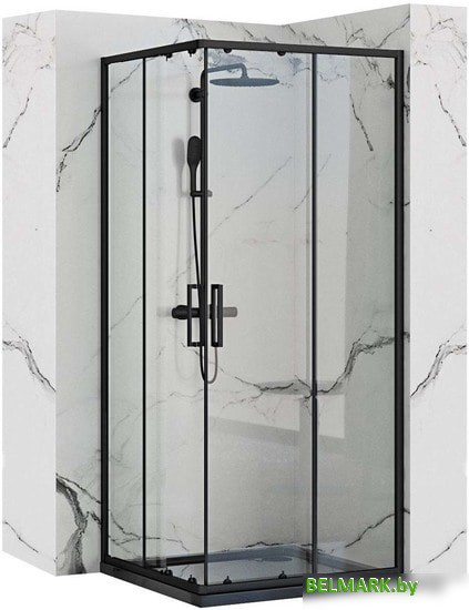 Душевой уголок Rea Punto 90x90 (черный/прозрачное стекло) - фото