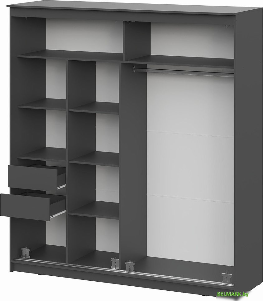 Шкаф-купе NN мебель К №25 2.0м Блэк Лайт (графит серый/лакобель/черный матовый) - фото2