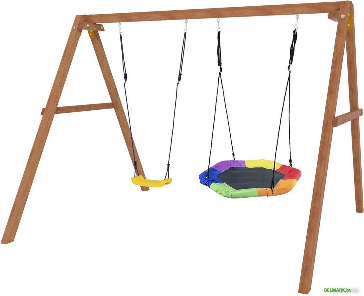 Стационарные качели Капризун Деревянные с гнездом Гексагон Р911-37 - фото