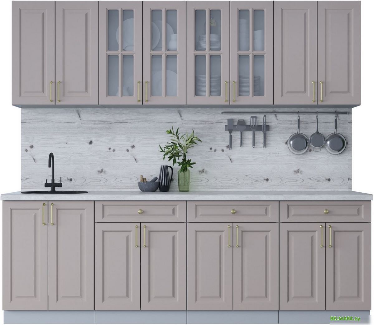 Готовая кухня Интерлиния Мила Шато 2.4А (луна/луна/бискайская сосна) - фото