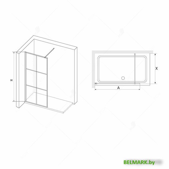 Душевая стенка RGW WA-011B 35101112-84 120 (черный/прозрачное стекло) - фото2