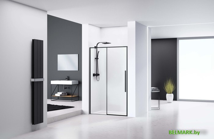 Душевая дверь Rea Solar 130 (черный/прозрачное стекло) - фото2