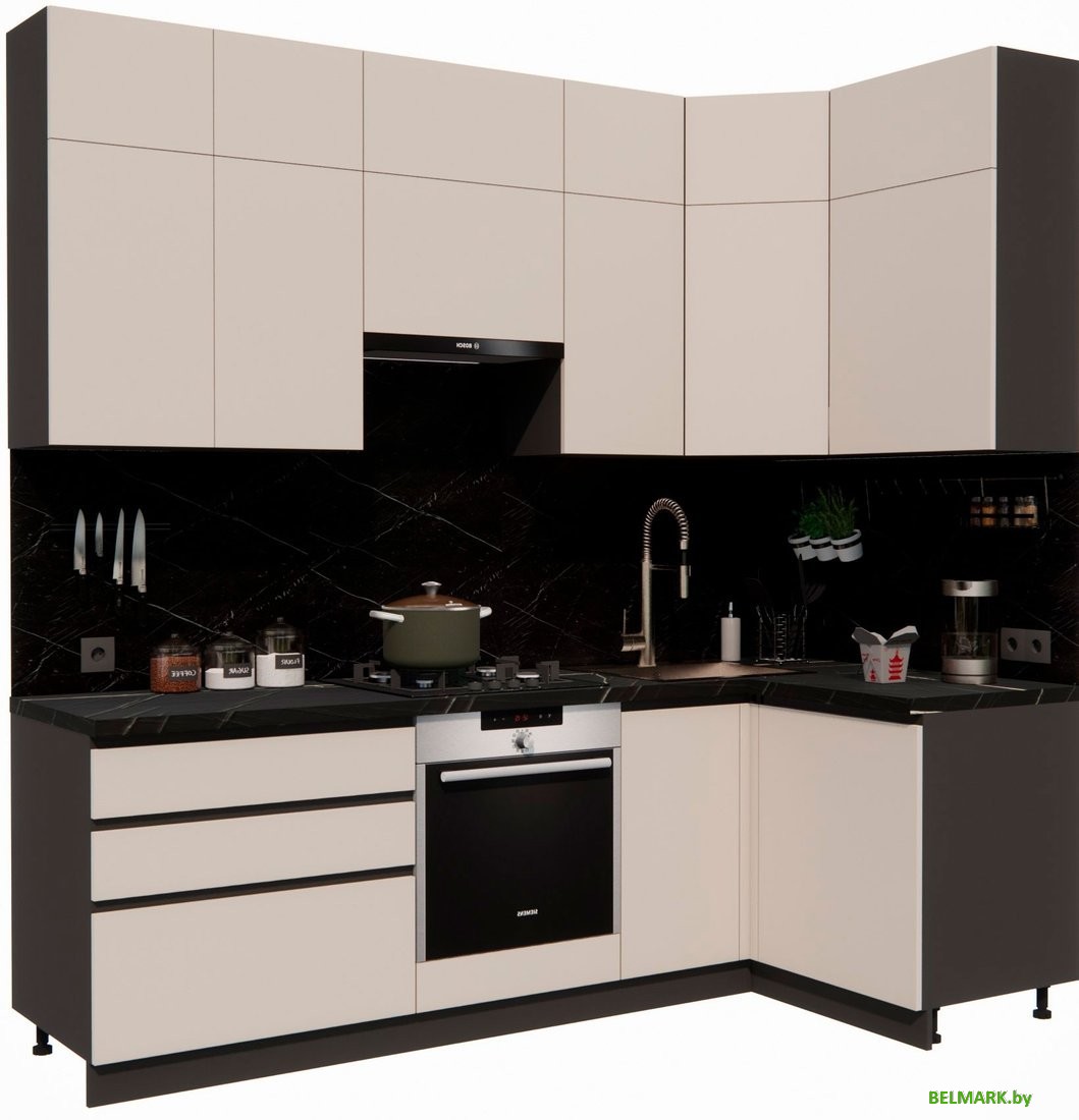 Готовая кухня ВерсоМебель Эко Премиум 1.2x2.4 правая (кашемир/ст. тунис) - фото