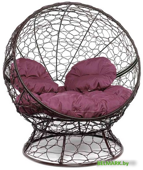 Кресло M-Group Апельсин 11520202 (коричневый ротанг/бордовая подушка) - фото