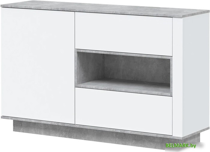 Комод Интерлиния Quartz QZ-Т1Д2Ш (белый платинум/бетон) - фото