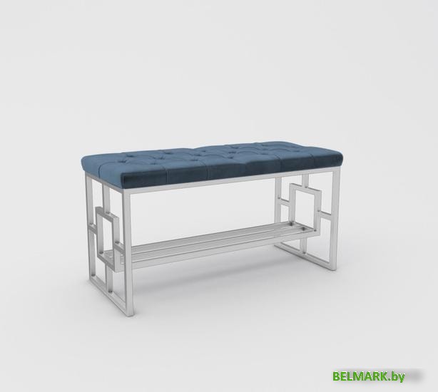 Банкетка Hype Mebel Квадро Люкс (белый/синий) - фото