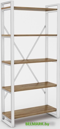 Стеллаж Hype Mebel Стандарт-2 80x170 (белый/дуб галифакс олово) - фото