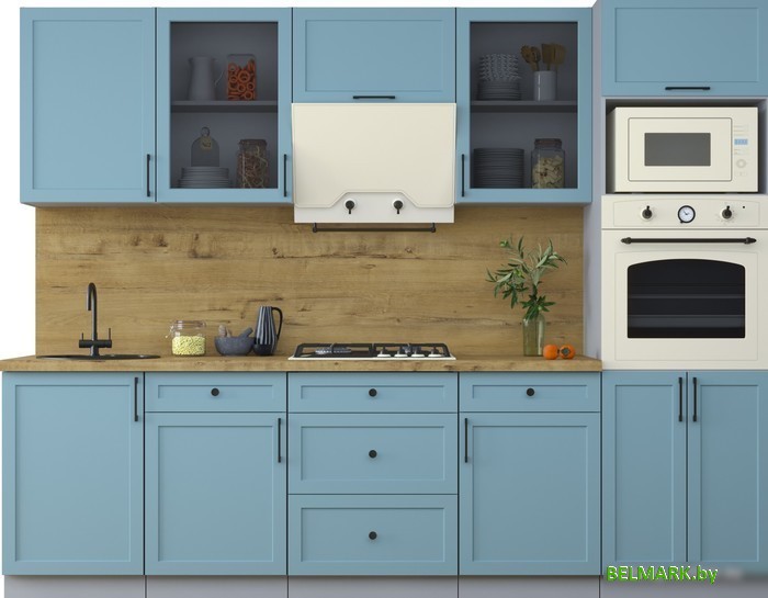 Готовая кухня Интерлиния Тренд 2.7В (океан/океан/дуб бунратти) - фото