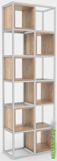 Стеллаж Hype Mebel Грос-2 70x210 (белый/дуб галифакс натуральный) - фото