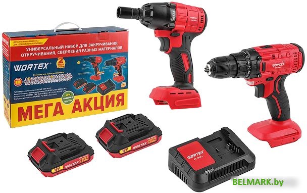 Wortex 1329368 (гайковерт, шуруповерт, 2 АКБ) - фото