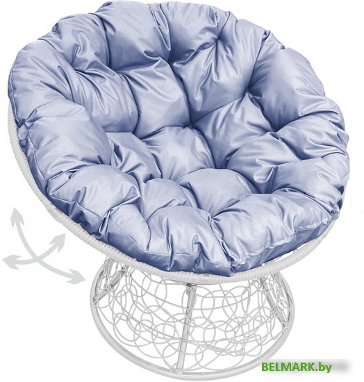 Кресло M-Group Папасан пружинка 12050109 (белый ротанг/серая подушка) - фото