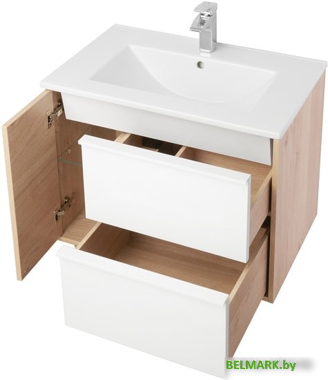 Акватон Тумба под умывальник Бостон 75 1A252601BN010 (белый/дуб эврика) - фото2