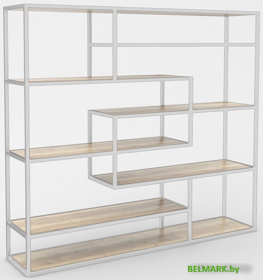 Стеллаж Hype Mebel Зиг-Заг 170x150 (белый/древесина белая) - фото