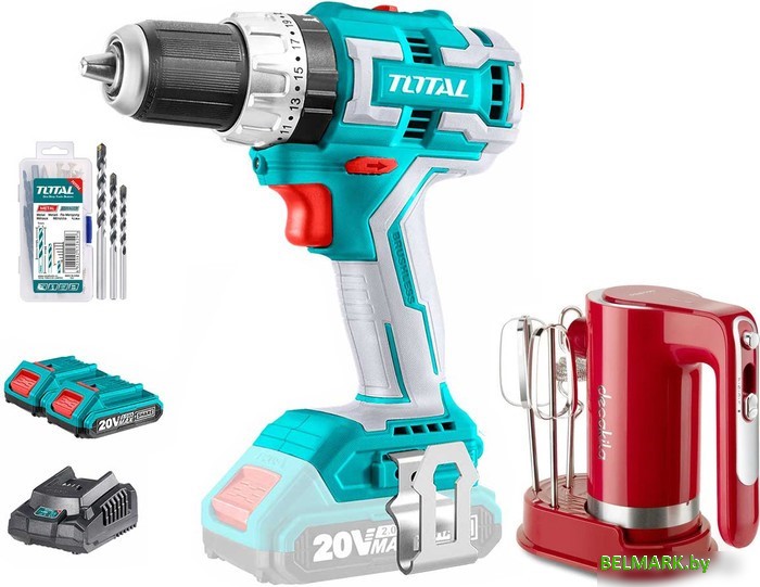Total TOSLI23062 (шуруповерт, миксер, с 2-мя АКБ, оснастка) - фото