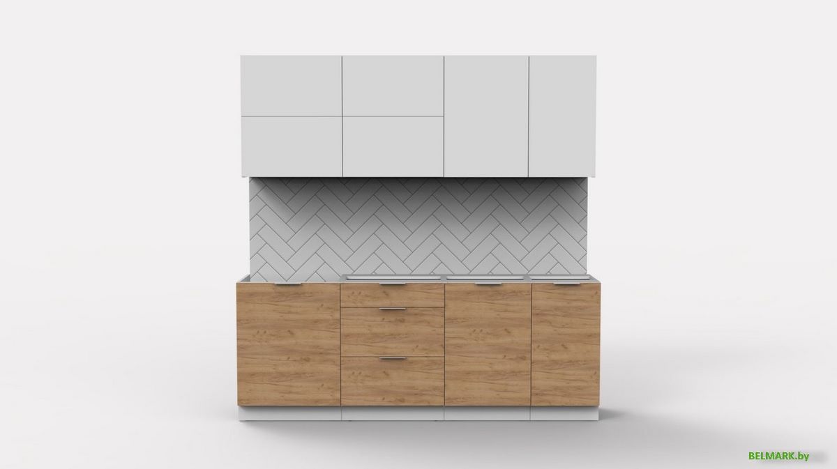 Готовая кухня Интермебель Микс Топ-36 2.1м без столешницы (белый премиум/дуб крафт золотой) - фото2