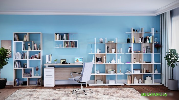 Стеллаж Сокол СТ-6 (дуб сонома, белый) - фото2