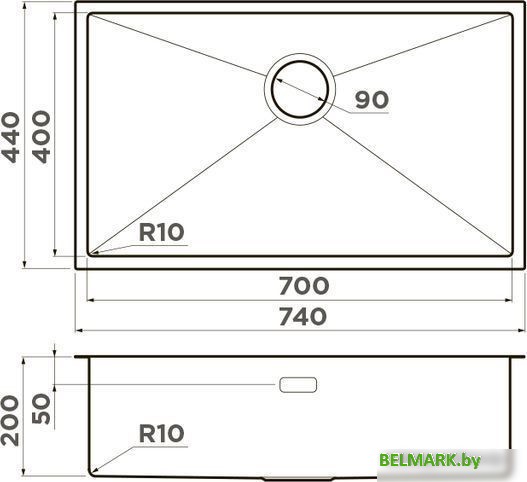 Кухонная мойка Omoikiri TAKI 74-U/IF GB (графит) - фото2