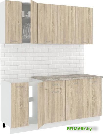 Готовая кухня Кортекс-мебель Корнелия Лира-лайт 1.8м (дуб сонома/марсель) - фото