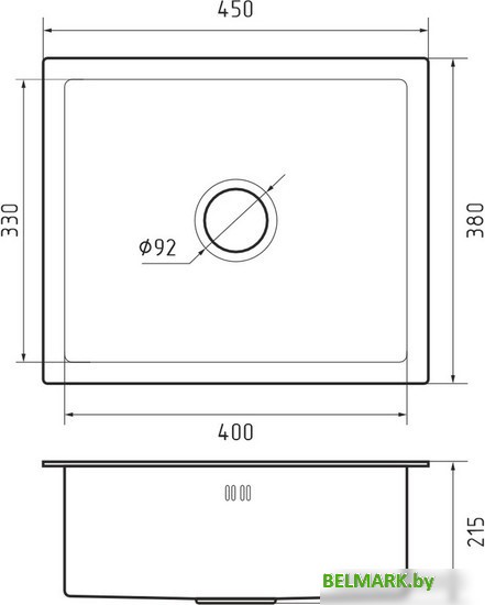 Кухонная мойка GranFest Metal нержавеющая сталь AISI 304 GF-4538 (с сифоном) - фото2