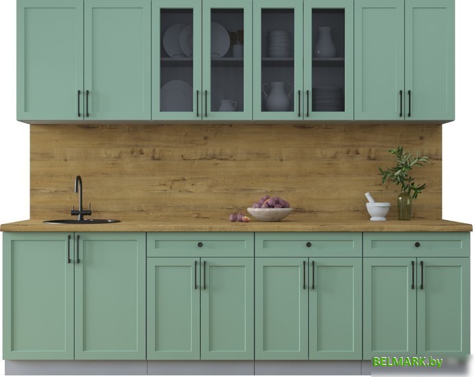 Готовая кухня Интерлиния Тренд 2.6А (мята/мята/дуб бунратти) - фото