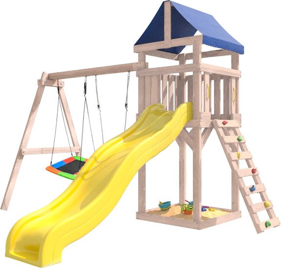 Игровой комплекс National Tree Company С качелями лодочка и прямоугольным гнездом IgroWoods ДКНП-9 (не окрашен) - фото2