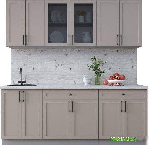 Готовая кухня Интерлиния Тренд 2.1А (луна/луна/бискайская сосна) - фото