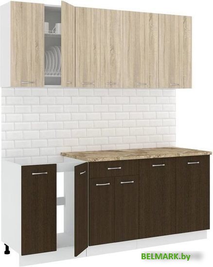 Готовая кухня Кортекс-мебель Корнелия Лира-лайт 1.9м (дуб сонома/венге/мадрид) - фото