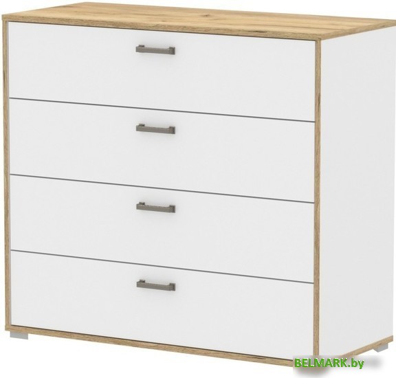 Комод Интерлиния SC-4Ш (дуб золотой-белый платинум) - фото