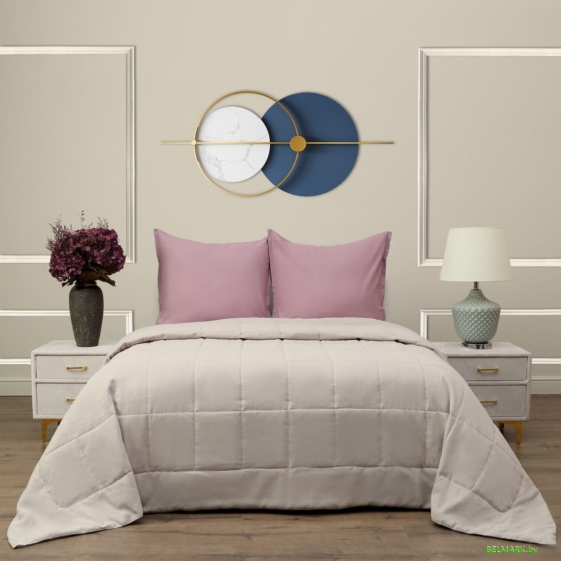 Набор текстиля для спальни Sofi De MarkO Доминико 160x220 Пок-Дом-160х220cл (серый/лиловый) - фото