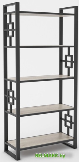 Стеллаж Hype Mebel Квадро 50x170 (черный/дуб галифакс натуральный) - фото