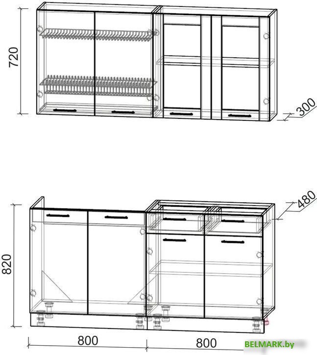 Готовая кухня Интерлиния Мила 16 без столешницы (дуб молочный/дуб венге) - фото2